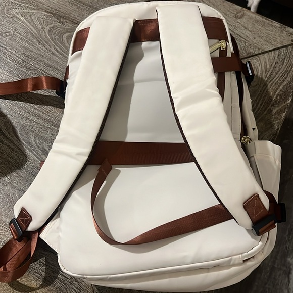NWOT Cream and Brown Backpack with USB port. - Picture 10 of 12